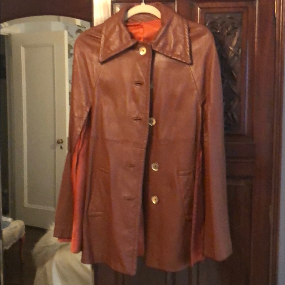 Brown leather vintage cape